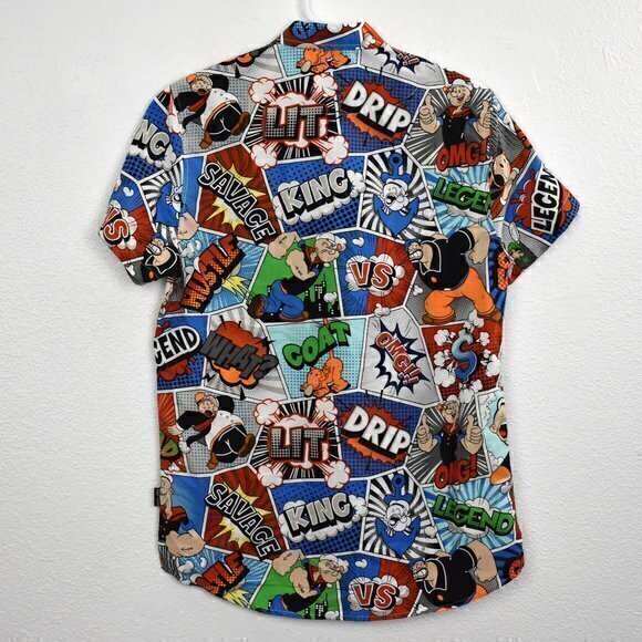 Phat Farm Men's Popeye Button Down Short‎ Sleeve Shirt Size Medium Gently Used - Picture 3 of 4